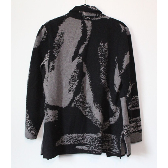 NWT Ming Wang Relaxed Fit Cozy Knit Cardigan Black Gray Petite Small PS H13896 - Picture 8 of 10